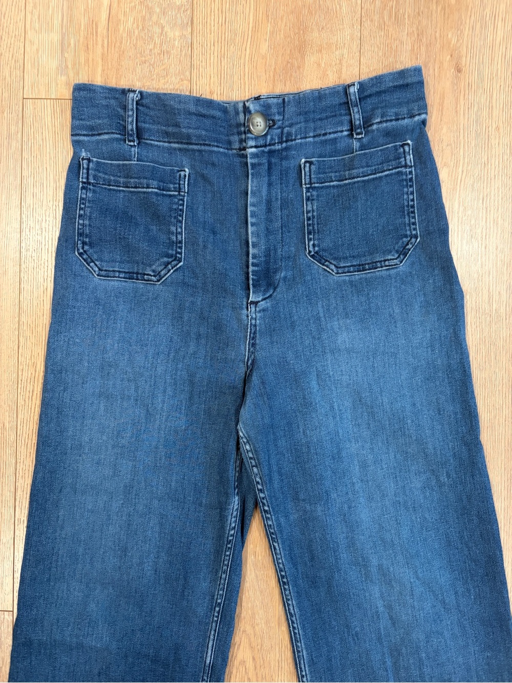 Pilcro The Skipper High Rise Wide Leg Crop Jeans Medium Wash Size 31 - Picture 3 of 9